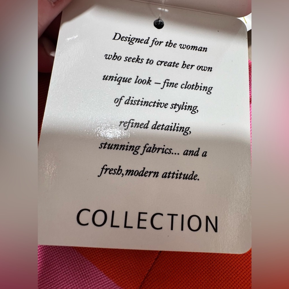Doncaster NWT Pink Orange Striped Pencil Skirt 2 Silk Blend Midi Career Party - Picture 9 of 11